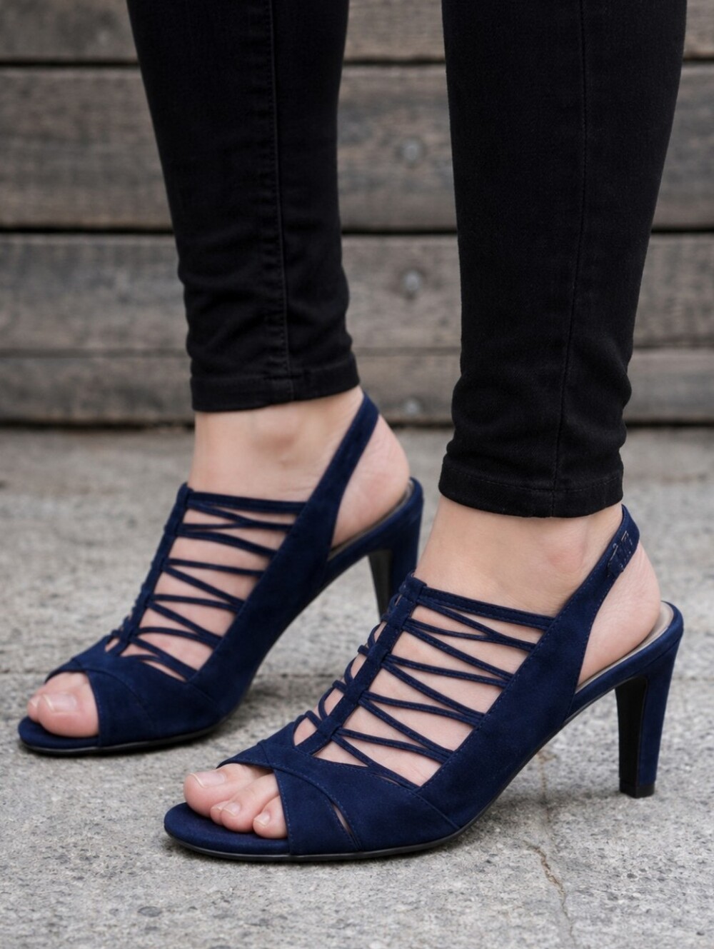 Impo Flex Venice Y2K Minimalist Glam Caged Slingback Comfort Heeled Sandals 8.5M